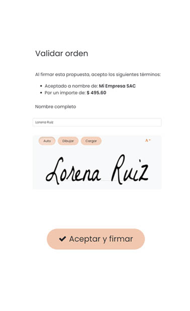 Aprobación de cliente mediante firma digital Aprobación de cliente mediante firma digital